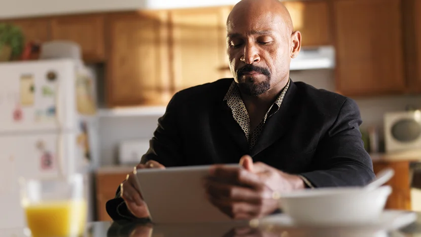 a man using a tablet