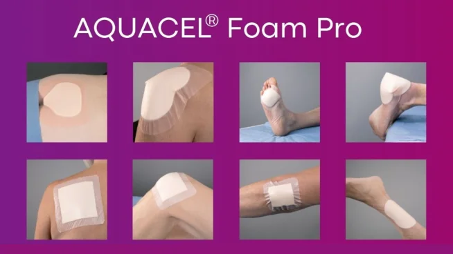 Überblick über schwierige Körperstellen wie Fuß und Ellenbogen für die Aquacel Foam Pro gut geeignet ist. 